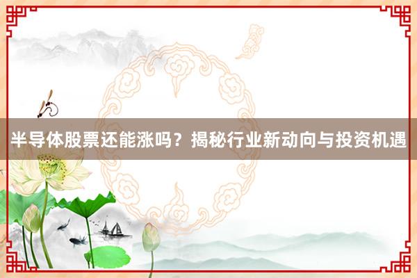 半导体股票还能涨吗？揭秘行业新动向与投资机遇