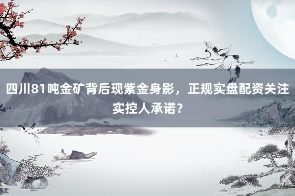 四川81吨金矿背后现紫金身影，正规实盘配资关注实控人承诺？