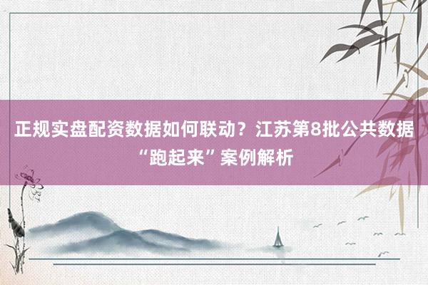 正规实盘配资数据如何联动？江苏第8批公共数据“跑起来”案例解析