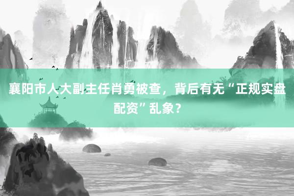 襄阳市人大副主任肖勇被查，背后有无“正规实盘配资”乱象？