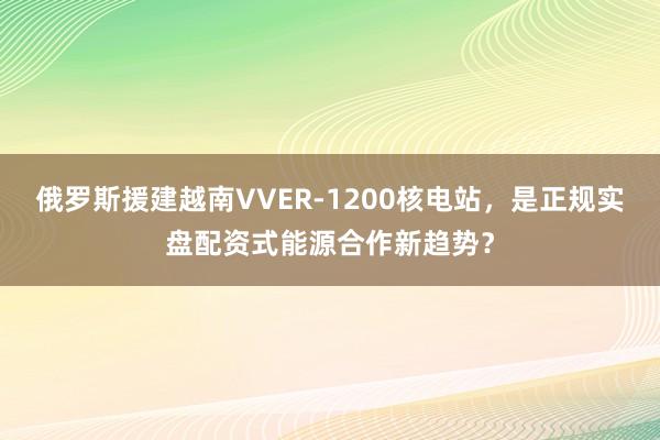 俄罗斯援建越南VVER-1200核电站，是正规实盘配资式能源合作新趋势？