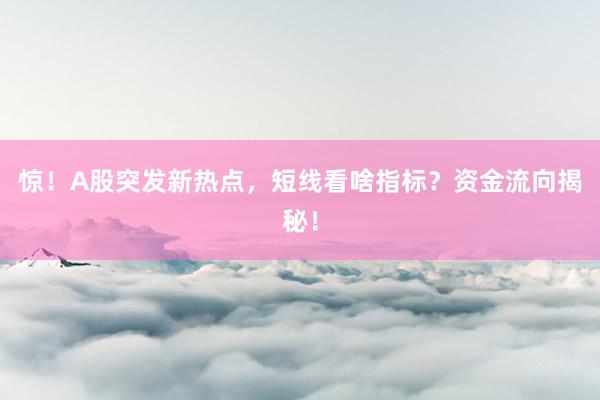 惊！A股突发新热点，短线看啥指标？资金流向揭秘！