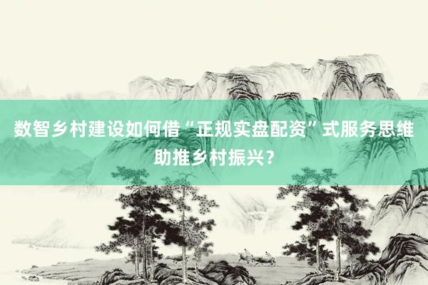 数智乡村建设如何借“正规实盘配资”式服务思维助推乡村振兴？