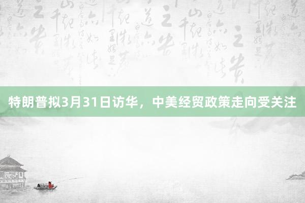 特朗普拟3月31日访华，中美经贸政策走向受关注