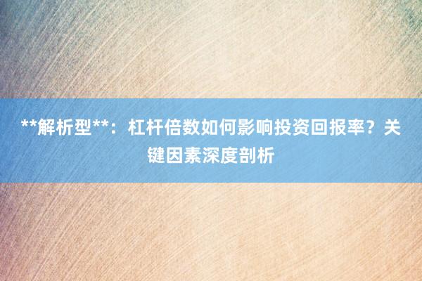 **解析型**：杠杆倍数如何影响投资回报率？关键因素深度剖析