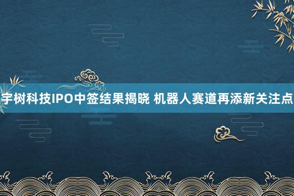 宇树科技IPO中签结果揭晓 机器人赛道再添新关注点