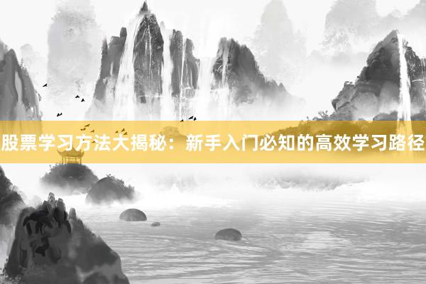 股票学习方法大揭秘：新手入门必知的高效学习路径