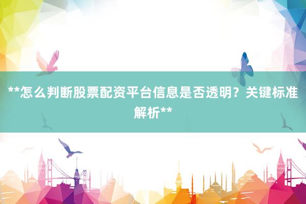 **怎么判断股票配资平台信息是否透明？关键标准解析**