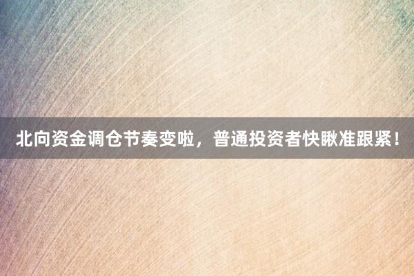 北向资金调仓节奏变啦，普通投资者快瞅准跟紧！