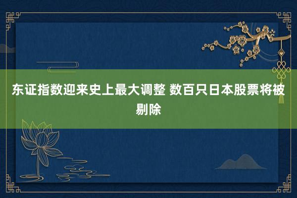 东证指数迎来史上最大调整 数百只日本股票将被剔除